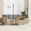 vidaXL Súprava záhradných pohoviek 7 ks Béžová polyratan