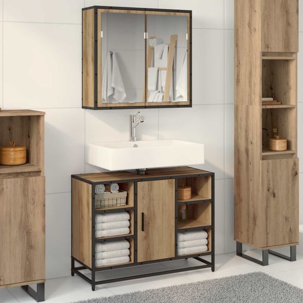 vidaXL Sada kúpeľňového nábytku 2 pcs Remeselný dub Kompozitné drevo