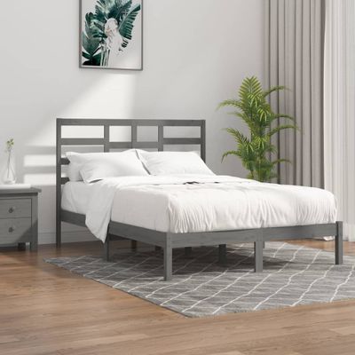 vidaXL Posteľný rám, sivý, drevený masív 120x190cm, malé dvojlôžko