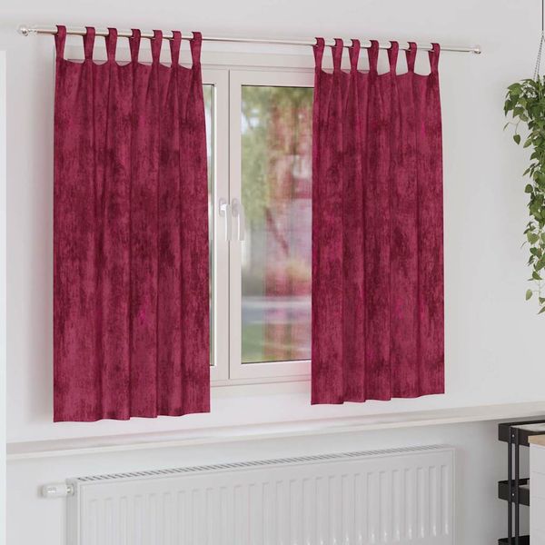 vidaXL Sametové závesy 2 pcs vínovo červená 175 x 140 cm Zamat
