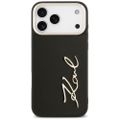 Karl Lagerfeld puzdro PU koža s logom Karl a kovovými tlačidlami fotoaparátu pre iPhone 17 Pro Max čierna