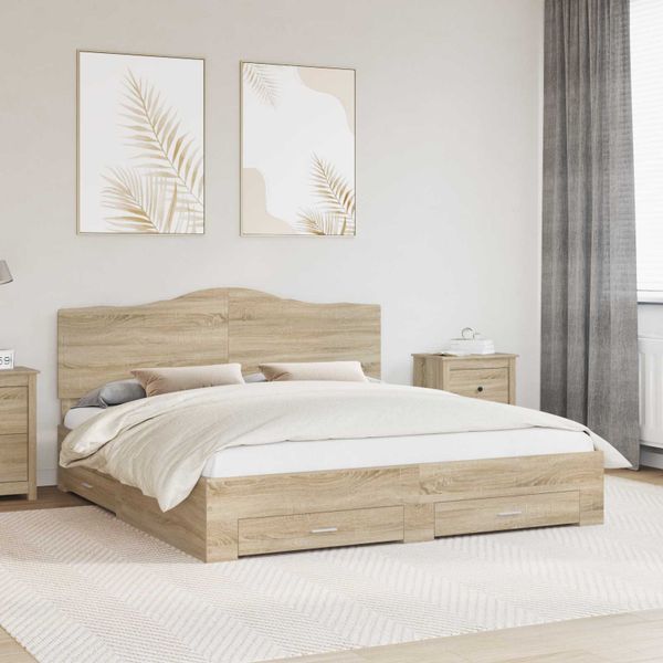 vidaXL Rám postele Sonoma dub 180 x 200 cm Kompozitné drevo