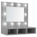 vidaXL Zrkadlová skrinka s LED sivá sonoma 60x31,5x62 cm