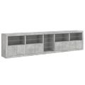 vidaXL Komoda s LED svetlami betónovo sivá 283x37x67 cm
