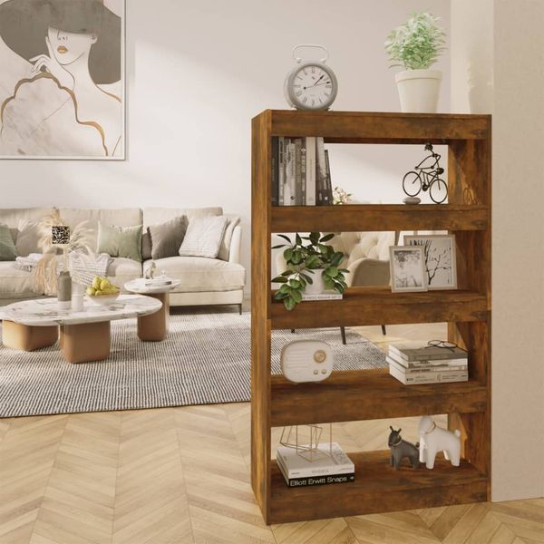 vidaXL Knižnica/deliaca stena, tmavý dub 80x30x135cm, kompozitné drevo