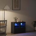 vidaXL LED komoda 2 ks 41 x 37 x 67 cm Kompozitné drevo Čierny dub