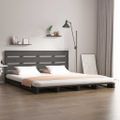 vidaXL Posteľný rám sivý 180x200 cm borovicový masív Super King