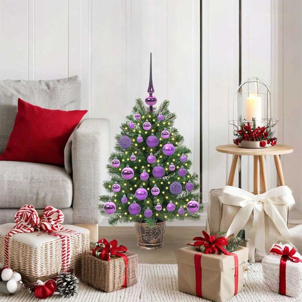 vidaXL Umelý vianočný stromček s 150 LED-i Zelená 75 cm PE a PVC