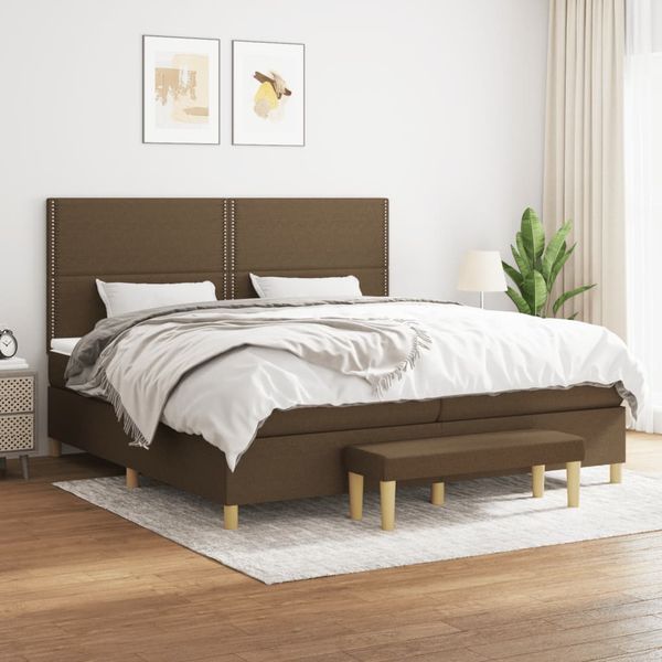 vidaXL Boxspring posteľ s matracom tmavohnedá 200x200 cm látka