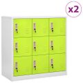 vidaXL Uzamykacie skrinky 2 ks bledosivé a zelené 90x45x92,5 cm oceľové