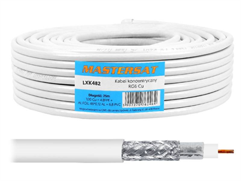 Koaxiálny kábel Mastersat RG6, 1 mm Cu, 6,8 mm 48Al Dual Shield 25 m, biely Koaxiálny kábel Mastersat RG6, 1 mm Cu, 6,8 mm 48Al Dual Shield 25 m, biely