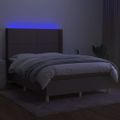 vidaXL Posteľ boxsping s matracom a LED sivohnedá 140x190 cm látka