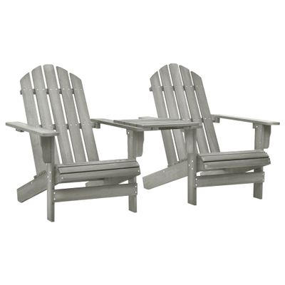 vidaXL Záhradné stoličky Adirondack+stolík, jedľový masív, sivé