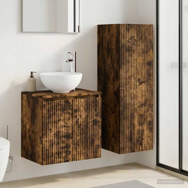 vidaXL Sada kúpeľňového nábytku 2 ks Dymový dub 33 x 34,5 x 100 cm