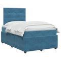vidaXL Posteľ boxspring s matracom Modrá 120 x 190 cm Zamat