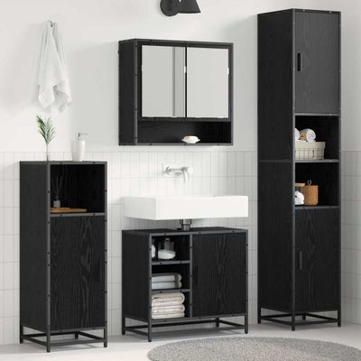 vidaXL Sada kúpeľňového nábytku 4 pcs Čierny dub Kompozitné drevo