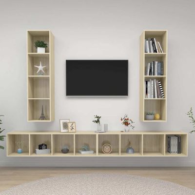 vidaXL Nástenné TV skrinky 4 ks, dub sonoma, kompozitné drevo