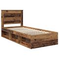 vidaXL Rám postele Staré drevo 90 x 200 cm Masívne borovicové drevo