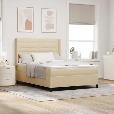 vidaXL Posteľ s pružinovým rámom s matracmi Krémová 200 x 160 cm látka