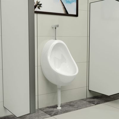 vidaXL Závesný pisoár so splachovacím ventilom keramický biely
