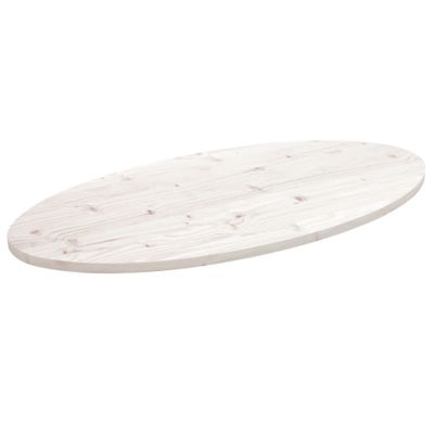 vidaXL Stolová doska, biela 110x55x2,5 cm, borovicový masív, oválna