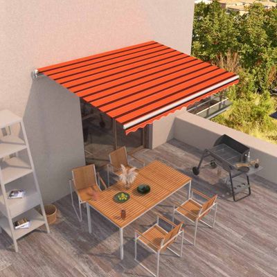 vidaXL Manuálne zaťahovacia markíza 400x300 cm oranžová a hnedá