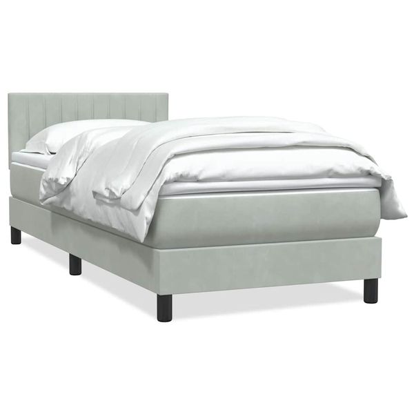 vidaXL Posteľný rám boxsping s matracom bledosivý 90x220 cm zamat