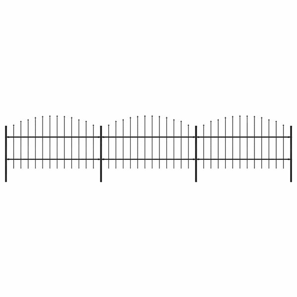 vidaXL Záhradný plot s vrchnou časťou z ocele 537x100 cm čierny