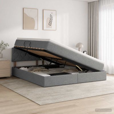 vidaXL Postel s úložným prostorem a matrací Tmavosivá 160 x 200 cm