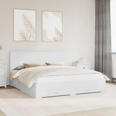vidaXL Rám postele so zásuvkou Biela 180 x 200 cm Kompozitné drevo