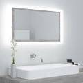 vidaXL Kúpeľňové zrkadlo s LED, betónovo sivé 80x8,5x37cm, akryl
