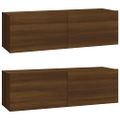 vidaXL Nástenné TV stolíky 2ks hnedý dub 100x30x30cm spracované drevo