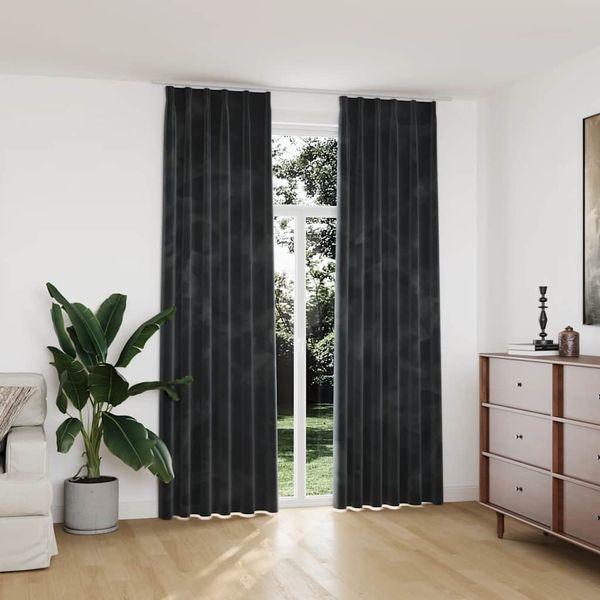 vidaXL Zatemňovacie závesy 2 ks s háčikmi, zamat, antracit 140x245 cm