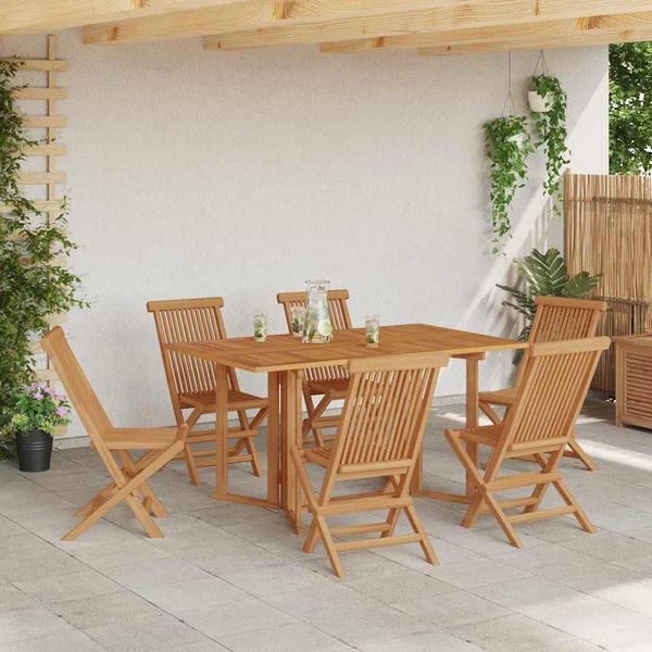 vidaXL Záhradný jedálenský set 7 pcs Hnedá Husté teakové drevo