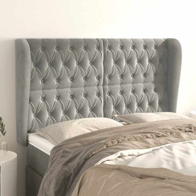 vidaXL Čelo postele so záhybmi bledosivé 163x23x118/128 cm zamat