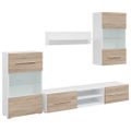 vidaXL 5-dielne TV skrinky s LED osvetlením, dub sonoma, intenzívne drevo