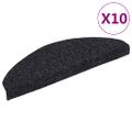 vidaXL Schodové rohože, samolepiace, 10 ks, 65x21x4 cm, čierne, polkruhové, veľké