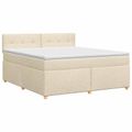 vidaXL Posteľ boxspring s matracom Krémová 140 x 200 cm Látka