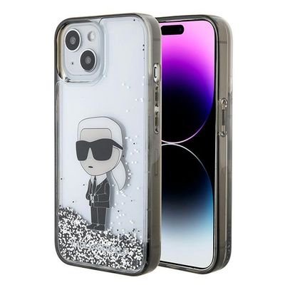 Karl Lagerfeld case for iPhone 15 6,1" KLHCP15SLKKNSK priehľadná hardcase Liquid Glitter Ikonik