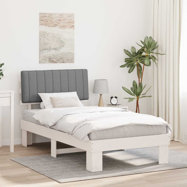 vidaXL Rám postele s čalúneným čelom Svetlosivá 100 x 200 cm