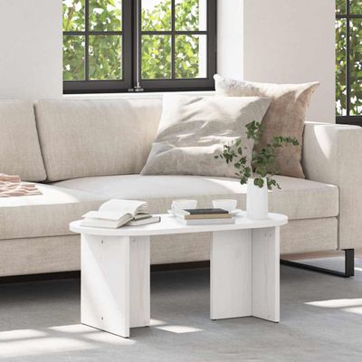 vidaXL Konferenčný stolík Biela 80 x 39,5 x 35 cm Borovicový masív