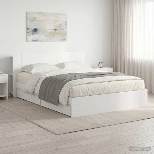 vidaXL Rám postele so skladom Biela 150 x 200 cm Kompozitné drevo