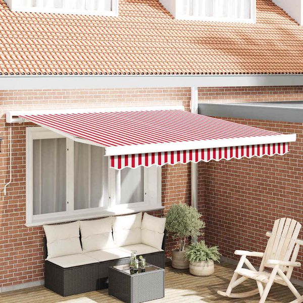 vidaXL Sklopná markíza Červená a Biela 350 x 250 cm Plátno a hliník