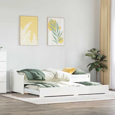 vidaXL Denná posteľ s výsuvným lôžkom bez matraca IRUN biela 90x200 cm