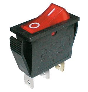 Prepínač kolískový    2pol./3pin  ON-OFF 250V/15A pros. červený