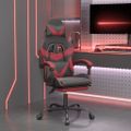 vidaXL Otočná herná stolička s podnožkou čierna a vínová umelá koža