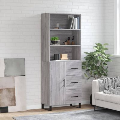 vidaXL Vysoká skrinka sivý dub sonoma 69,5x34x180 cm spracované drevo