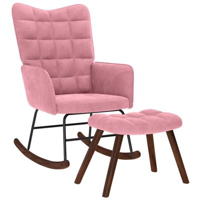 Hojdacie kreslo vidaXL so stoličkou Pink Velvet