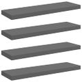 vidaXL Plávajúce nástenné police 4 ks, lesklé sivé 80x23,5x3,8 cm, MDF