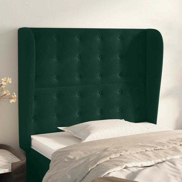 vidaXL Čelo postele so záhybmi tmavozelený 103x23x118/128 cm zamat